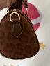 包圓時(shí)尚圓筒包新款歐美復古女潮流單肩斜挎波士頓包 棕色 帶掛件 曬單實(shí)拍圖
