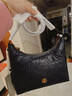 BAGTREE包包樹(shù)圖南植鞣牛皮腋下hobo女包2025年新款單肩斜挎包通勤餃子包 檀黑色-中號 高級小眾 曬單實(shí)拍圖