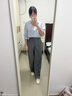 優(yōu)衣庫女裝彈力寬腿褲/聰明褲通勤闊腿褲褲子25秋冬新款479292 05 天灰色 L /160/72A 曬單實(shí)拍圖