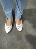 淺口單鞋女大碼41低跟防滑圓頭時(shí)尚休閑工作上班女士小皮鞋 米白色 37 曬單實(shí)拍圖