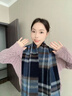 木舟魚(yú)【尖貨】100%純羊毛圍巾女冬季高級感2025新款圍脖生日禮物 藍白灰格 （100%純羊毛新格紋） 曬單實(shí)拍圖