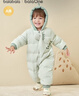 巴拉巴拉童裝嬰兒羽絨服連體衣寶寶2025新款冬裝加厚保暖哈衣爬服萌趣造型 綠色恐龍-白鴨絨 100 cm-充絨量107g 曬單實(shí)拍圖