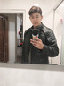 LaMaxZa摩托車騎行服真皮機車哈雷風(fēng)皮衣加肥加大碼牛皮男服修身短款哈雷 無骷髏黑色 L 碼 曬單實拍圖