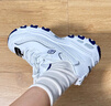 斯凱奇（Skechers）女鞋小白熊女士休閑鞋子厚底增高百搭運動(dòng)軟底老爹鞋女99999863 白色/海軍藍色/WNV1 39 曬單實(shí)拍圖