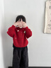 班喜迪女童毛衣外套秋裝2025新款洋氣寶寶紅色開衫斗篷春秋兒童針織上衣 紅色 100 曬單實(shí)拍圖