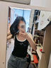 貓人吊帶背心女士帶胸墊莫代爾夏季薄款內搭外穿打底衫運動(dòng)條紋上衣 月光白 均碼 F【建議80-140斤】 曬單實(shí)拍圖