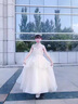 思妙星女童晚禮服高端生日宴花童女孩公主裙兒童主持人鋼琴樂團演出服夏 香檳色長款 140 曬單實拍圖