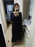 西遇（Westlink）赫本風(fēng)黑色針織毛衣連衣裙2023秋冬新款小個(gè)子法式高級感長(cháng)裙 黑色 M (160) 曬單實(shí)拍圖