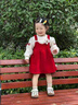 迪士尼寶寶女童連衣裙過年服冬2件套裙3歲公主裙洋氣加絨套裝女寶寶周歲禮服 紅色加絨 80 建議75-85cm9-12月cm 曬單實拍圖