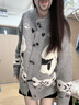 森馬（Semir）針織開(kāi)衫女冬半高領(lǐng)小狗提花牛角扣毛衫寬松2025新款可愛(ài)上衣 灰色調00322 2XL 曬單實(shí)拍圖