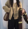 瑪嬌媚（Majiaomei）休閑褲女裝套裝2025新款春秋搭配一整套茶系穿搭毛呢外套闊腿褲子 外套+闊腿褲 L 曬單實(shí)拍圖