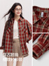森馬（Semir）[商場(chǎng)同款]長(zhǎng)袖襯衫女中長(zhǎng)款oversize春2025格紋上衣101125105007 曬單實(shí)拍圖