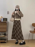 鳳蝶兒秋冬連衣裙子女裝秋裝新款2025年新款韓系氛圍感學(xué)院風(fēng)美拉德穿搭 摩卡奶咖假兩件毛衣+奶咖色裙子 M 曬單實(shí)拍圖