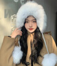 高端狐貍皮帽子冬季女士貂毛皮草帽子狐貍毛皮草雷鋒帽針織加絨毛線(xiàn)帽子 本色灰 均碼 曬單實(shí)拍圖