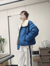 初語(yǔ)羽絨服女2025冬季新款毛織翻領(lǐng)面包服90絨輕盈保暖藏藍色外套 藏藍色 M 曬單實(shí)拍圖