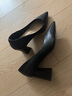 達芙妮單鞋女真羊皮粗高跟職業(yè)單鞋正裝皮鞋女鞋 黑墨色（跟高7CM） 36 曬單實(shí)拍圖