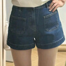 UR2025春季新款女裝時(shí)尚復古休閑洗水百搭牛仔短褲UYU850054 藍色 26 曬單實(shí)拍圖