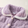 紫色花語(yǔ)【暖呼呼法蘭絨】?jì)和屡汉鹘q秋冬加厚保暖家居服紫色110 曬單實(shí)拍圖