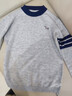 金菊【100%綿羊毛】2025秋冬撞色條紋運動(dòng)風(fēng)兒童毛衣保暖羊毛衫針織衫 淺灰 170 曬單實(shí)拍圖