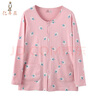 億年鑫純棉睡衣中老年女春秋長(cháng)袖開(kāi)衫寬松大碼全棉媽媽家居服上衣空調衫 【上衣】蒲公英粉色 XL 體重105-120斤 曬單實(shí)拍圖