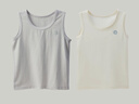 Q21吸濕排汗抗菌A類(lèi)兒童吊帶背心春夏薄款純色男女童寶寶棉打底衫 舒芙蕾米巖石灰-2件裝 120 曬單實(shí)拍圖