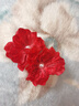 超仙花朵頭飾側邊麻花辮發(fā)飾發(fā)卡劉海夾海邊配飾拍照氛圍感發(fā)夾女 酒紅色珍珠花花發(fā)夾 曬單實(shí)拍圖