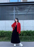 雅黛絲薇連衣裙女裝2025年秋季新款氣質(zhì)穿搭衣服兩件套裝襯衫吊帶裙子春秋 紅色外套+黑色連衣裙 M （建議85-100斤） 曬單實(shí)拍圖