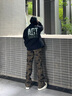 ACTUP呂小虎新款油墨印花教練夾克男裝美式翻領(lǐng)春秋季休閑外套潮 武士黑 M 170/88A 曬單實(shí)拍圖