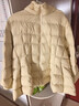 JNBY/江南布衣冬羽絨服女寬松白鴨絨連帽輕薄外套中長(cháng)款5O0C12160 748/淺豆黃 XS 曬單實(shí)拍圖