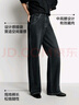 森馬（Semir）牛仔褲女抓毛闊腿褲港風(fēng)冬季2025顯腿長拖地褲ins潮109725124002 曬單實拍圖