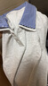初語刺繡珠地牛仔POLO領(lǐng)T恤女2025夏季新款休閑撞色上衣 藏青色  M  曬單實拍圖