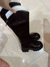 百麗（Belle）顯瘦小V彈力高靴女冬季新款商場(chǎng)同款厚底增高騎士靴 黑色-皮面（絨里） 38 曬單實(shí)拍圖
