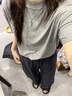 優(yōu)衣庫女裝麻混紡松緊長(cháng)褲/休閑褲473791 69 藏青色 S /155/62A 曬單實(shí)拍圖