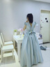 思妙星兒童生日禮服高端公主蓬蓬裙女童鋼琴表演服小主持人走秀演出服夏 天藍色 100 曬單實(shí)拍圖