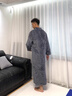 莫代爾秋冬連體睡衣男士睡裙大碼浴袍超長(zhǎng)法蘭絨懶人珊瑚絨家居服可外穿 灰色 提花拉鏈款 L 適合【120-160斤】 曬單實(shí)拍圖