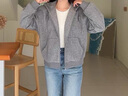 樂(lè )町繡標衛衣外套秋季新款通勤設計拉鏈休閑百搭寬松便服外套 月巖灰（現貨） M 曬單實(shí)拍圖