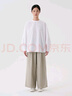 無(wú)印良品（MUJI）女式 麻 寬版褲  褲子女款早秋款寬松休閑褲 女裝 長(cháng)褲 BE1SKC4A 淡黃色 XL （165/74A） 曬單實(shí)拍圖