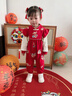 班喜迪嬰兒衣服秋冬裝嬰幼兒新年連體衣國風(fēng)周歲寶寶禮服冬季過(guò)年拜年服 紅色 90cm 曬單實(shí)拍圖