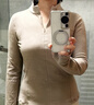 蕉下（beneunder）打底衫女修身半拉鏈搖粒絨彈力保暖秋冬PM002 曬單實(shí)拍圖