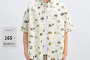 太平鳥(niǎo)男裝 休閑襯衫25夏季新款滿(mǎn)版印花全棉襯衫襯衣外穿式襯衫 米色批 M 曬單實(shí)拍圖