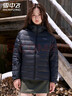 雪中飛女士輕薄羽絨服秋冬溫暖連帽個(gè)性印花羽絨衣純色百搭休閑舒適外套 曬單實(shí)拍圖