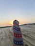 森用民族風(fēng)披肩女外搭夏季新疆旅游穿搭青海湖拍照防曬沙漠圍巾大披風(fēng) 藏青條紋 曬單實(shí)拍圖