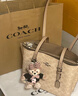 蔻馳（COACH）【品牌直供】女士MOLLIE中號手提單肩斜挎托特包卡其棕CV965 曬單實(shí)拍圖