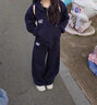 妙奕嘉韓版運動(dòng)套裝女秋冬連帽衛衣套裝學(xué)生休閑運動(dòng)兩件套顯瘦衛衣衛褲 韓版運動(dòng)套裝 【藏青色 開(kāi)衫衛衣+長(cháng)褲】 S (參考80-100斤） 曬單實(shí)拍圖