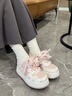 森馬韓版奶fufu星星蝴蝶綁帶板鞋子女厚底運動(dòng)女鞋校園2025加絨休閑鞋 白粉色加絨【加絨建議拍大一碼 38 曬單實(shí)拍圖