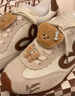 他她（TATA）盧昱曉同款黃油小熊聯(lián)名德訓鞋2025秋冬加絨休閑運動(dòng)鞋 米杏/米白/棕 37 曬單實(shí)拍圖