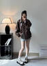 鉑吶苓美拉德棕色皮衣外套女秋季美式復(fù)古寬松皮夾克潮流百搭上衣中性風(fēng) 復(fù)古皮衣外套【棕色】 M 曬單實(shí)拍圖