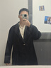 太平鳥(niǎo)男裝羊毛呢子大衣冬季寬松一?？壑虚L(cháng)款黑色外套 黑色 第一批 L 曬單實(shí)拍圖
