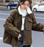 FSHE 派克服女秋冬季加絨加厚外套2025新款韓版學(xué)生寬松bf棉衣棉襖女 棕色【加絨加厚】 S 建議100斤以下 曬單實(shí)拍圖