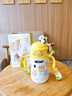 布比熊 BUBBLE BEAR兒童保溫杯嬰兒寶寶直飲吸管316不銹鋼水杯幼兒園1-3歲兒童保溫杯 萌趣貓保溫杯 300ml -檸檬黃 曬單實(shí)拍圖